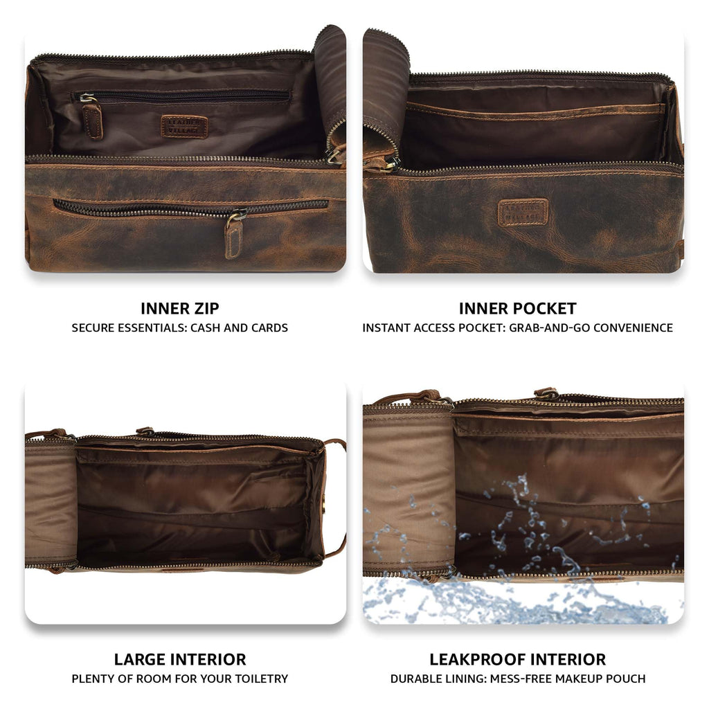 Zyntheray Premium Leather Travel Toiletry Bag