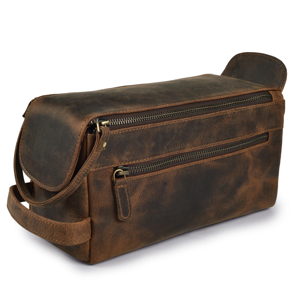Zyntheray Premium Leather Travel Toiletry Bag