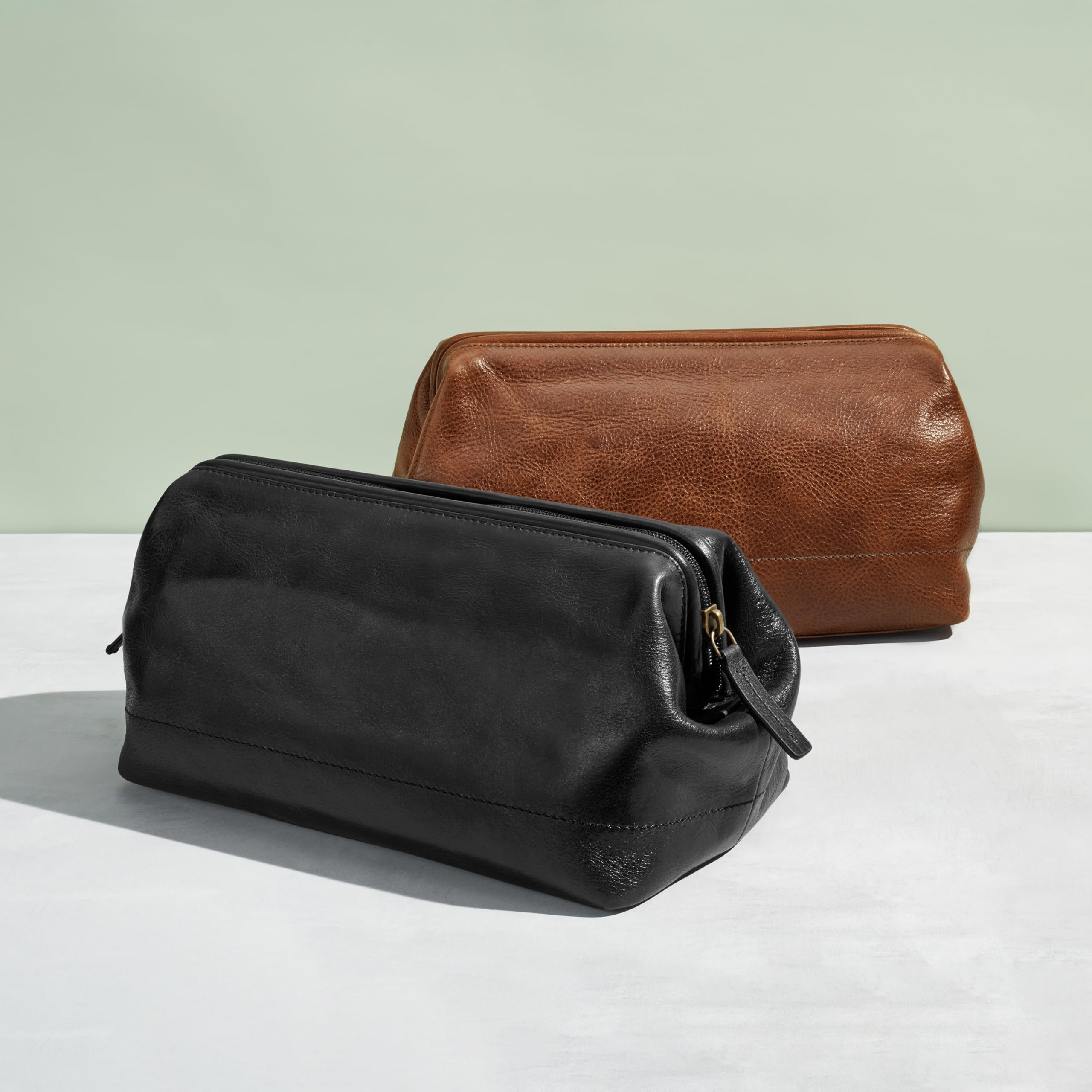 Leather Travel Toiletry Bag Shave Dopp Kit