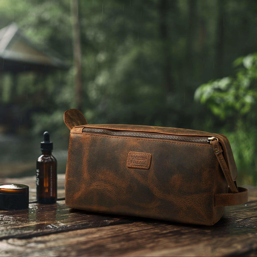 Zyntheray Premium Leather Travel Toiletry Bag
