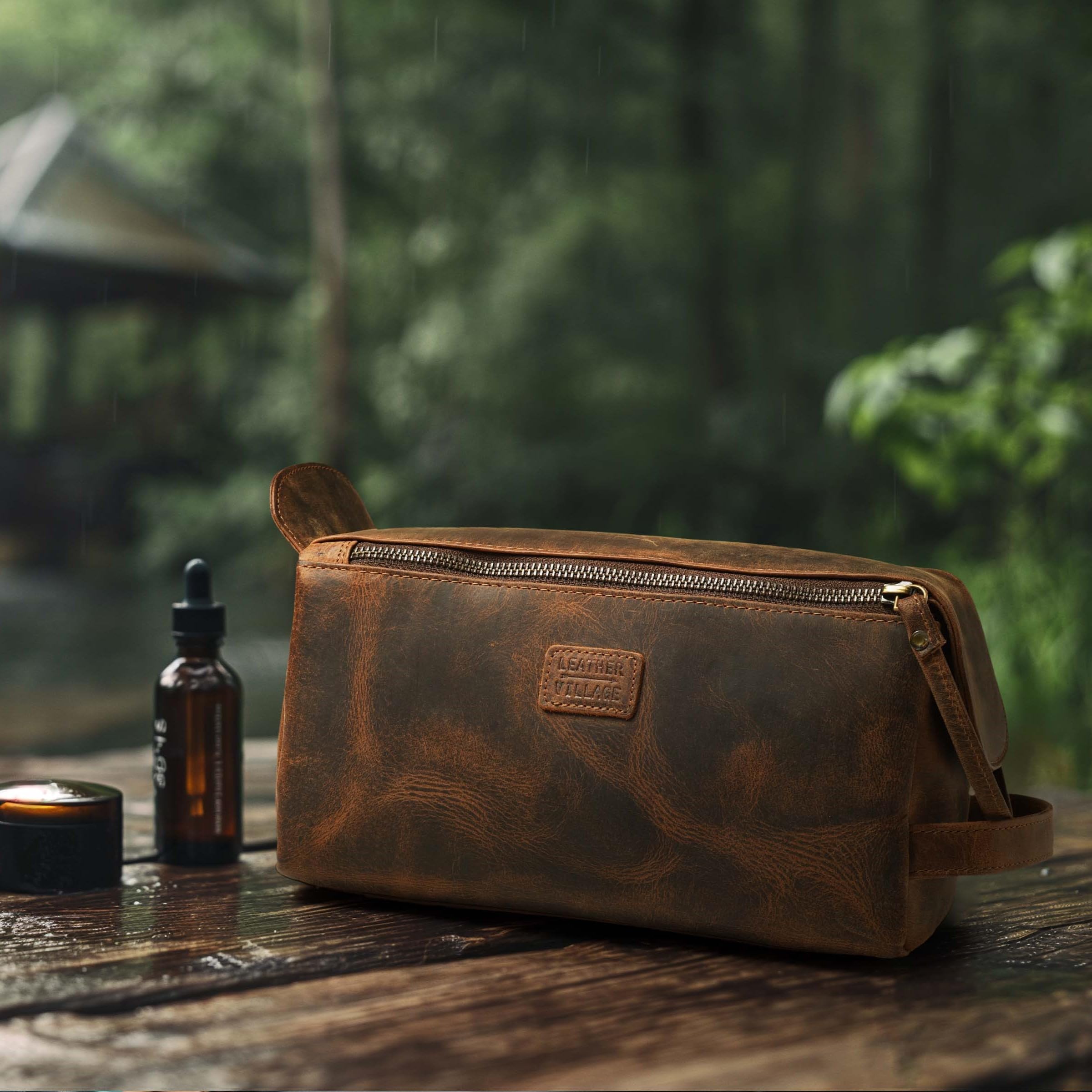 Zyntheray Premium Leather Travel Toiletry Bag