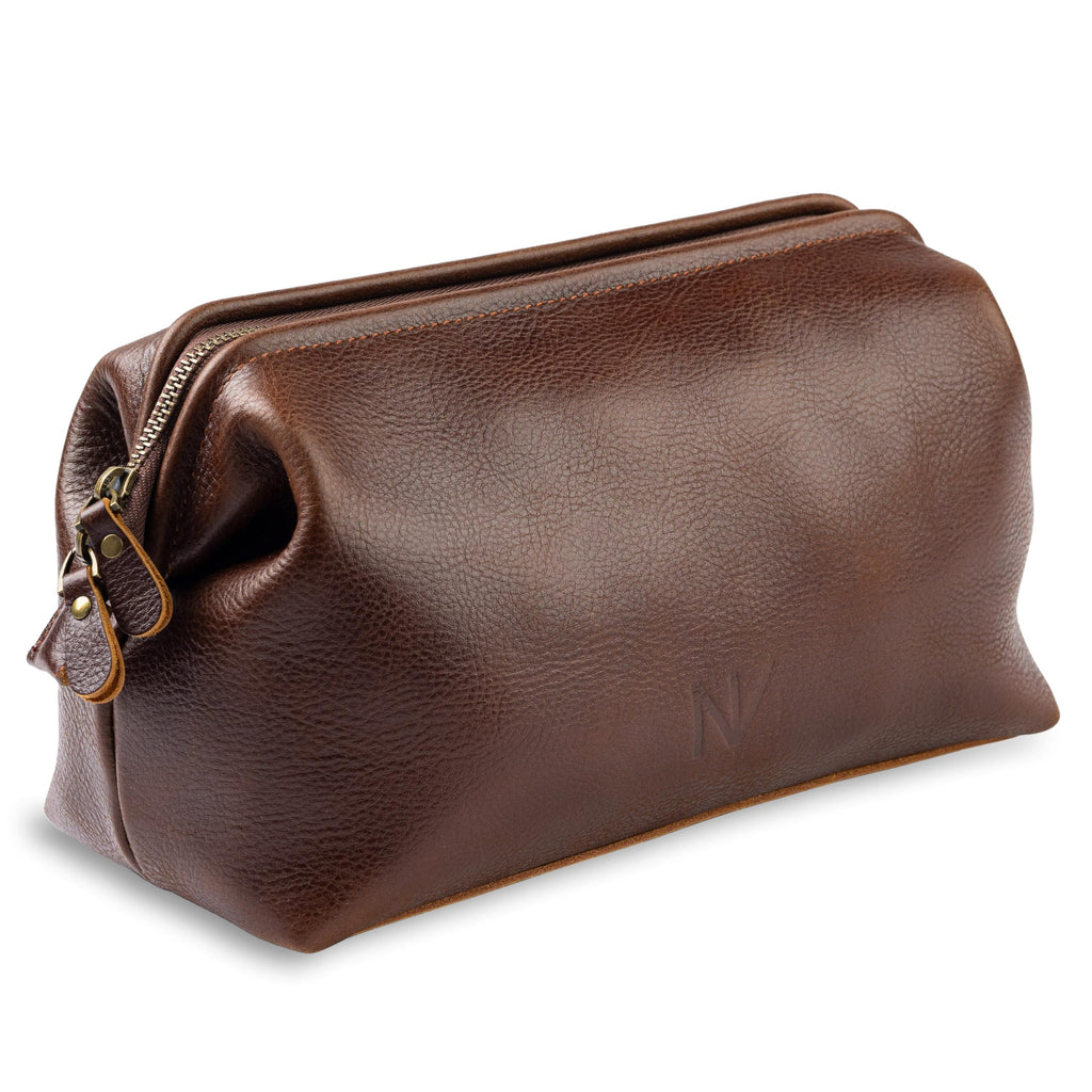 Premium Genuine Leather Toiletry Bag (Brown)